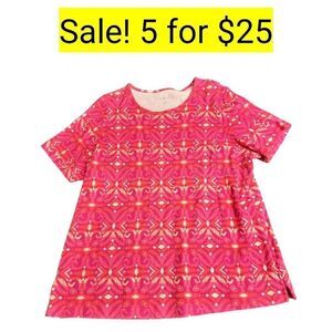 Tee Shirt Soft Pink Colorful Ombre Fleur De Lis Tie Dye Top on Sale 5 for $25